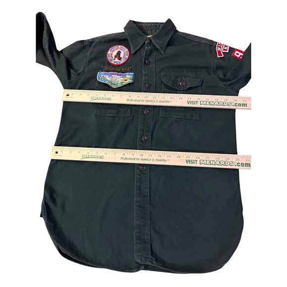 Vintage Boy Scouts Of America Shirt Green Button-Up With 1957 Patches Mens S? Ne - Picture 12 of 16